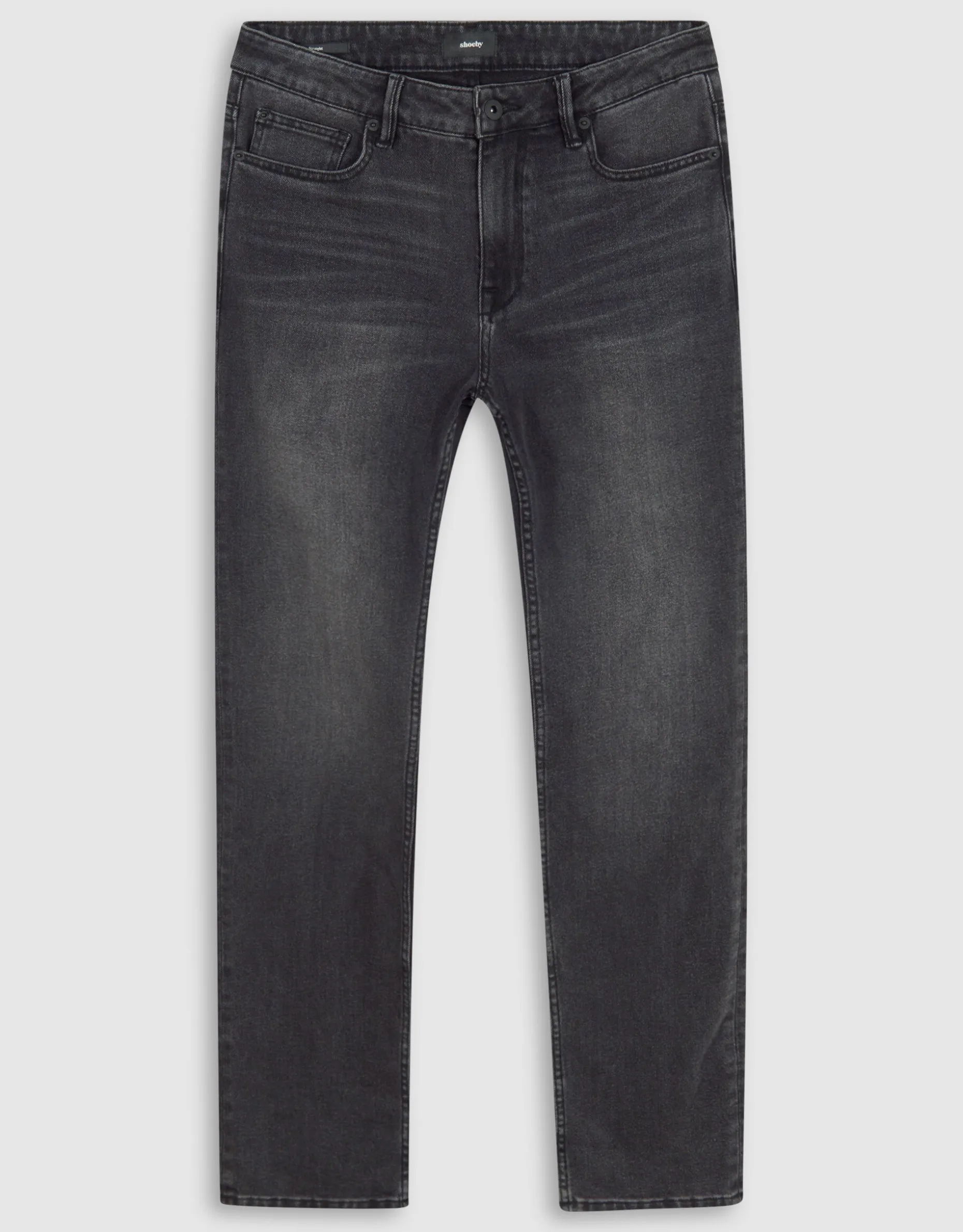 Washed Straight Fit Jeans Zwart L32