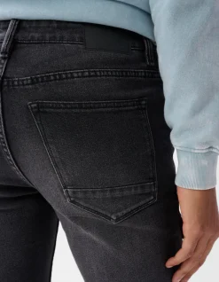 Washed Straight Fit Jeans Zwart L32