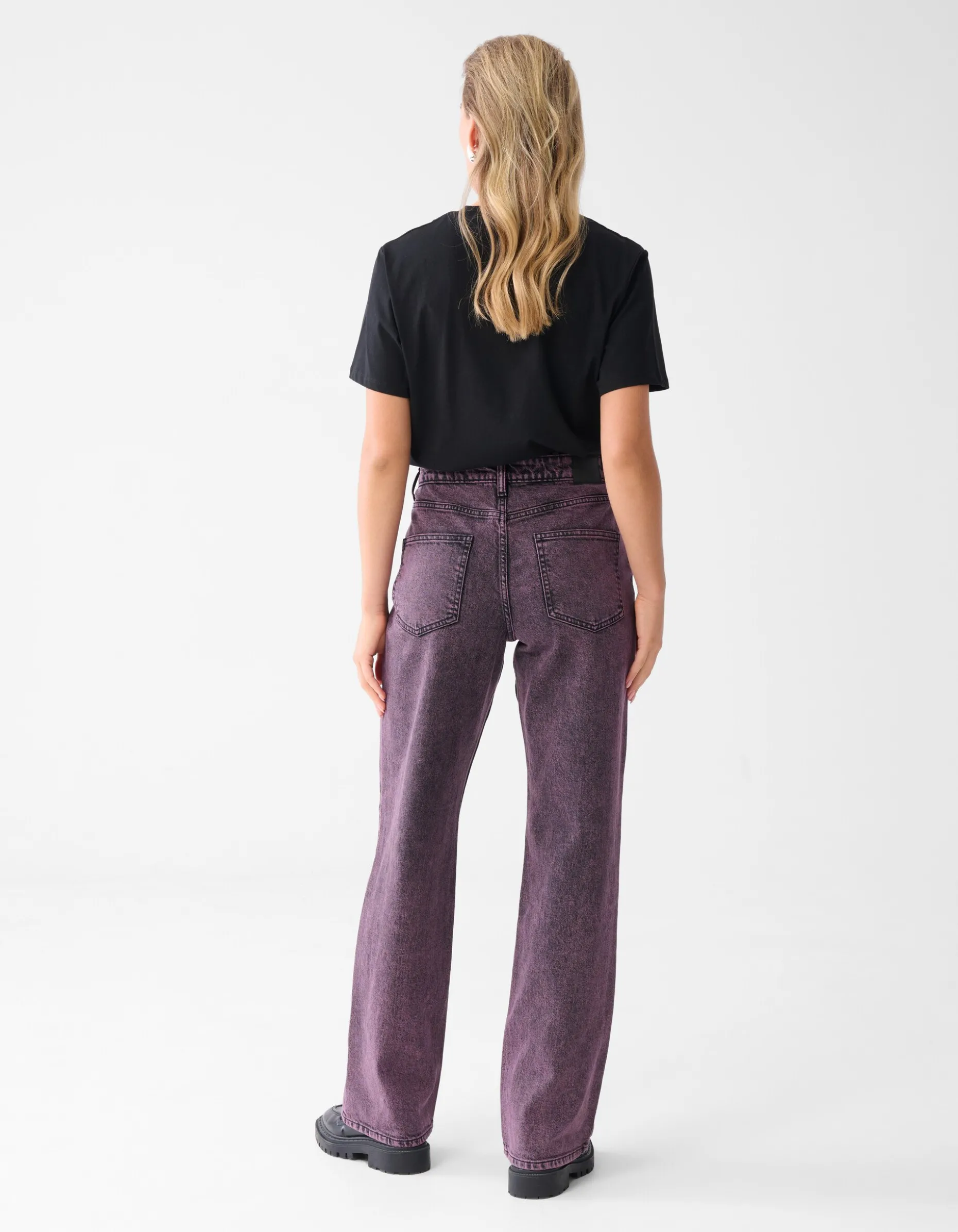 Washed Straight Fit Jeans Paars