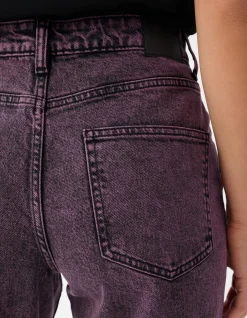 Washed Straight Fit Jeans Paars
