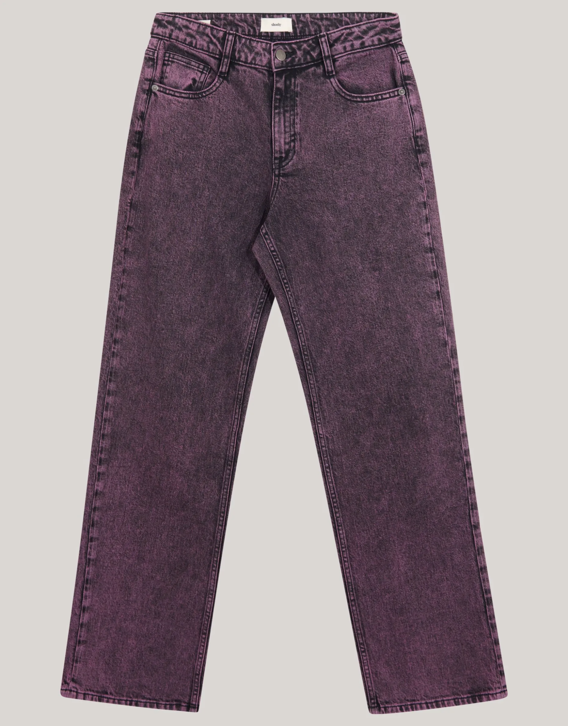 Washed Straight Fit Jeans Paars