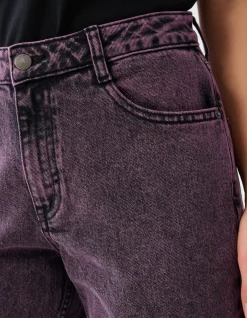 Washed Straight Fit Jeans Paars
