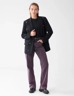 Washed Straight Fit Jeans Paars
