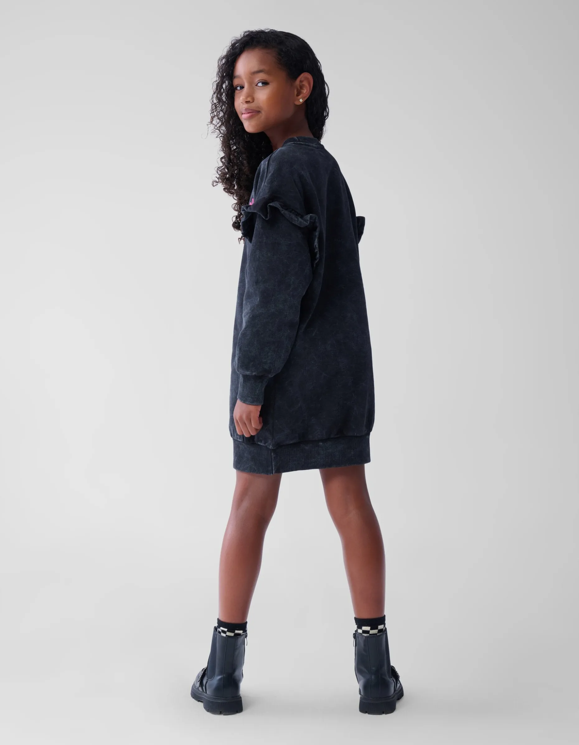 Washed Sweater Jurk Donkergrijs