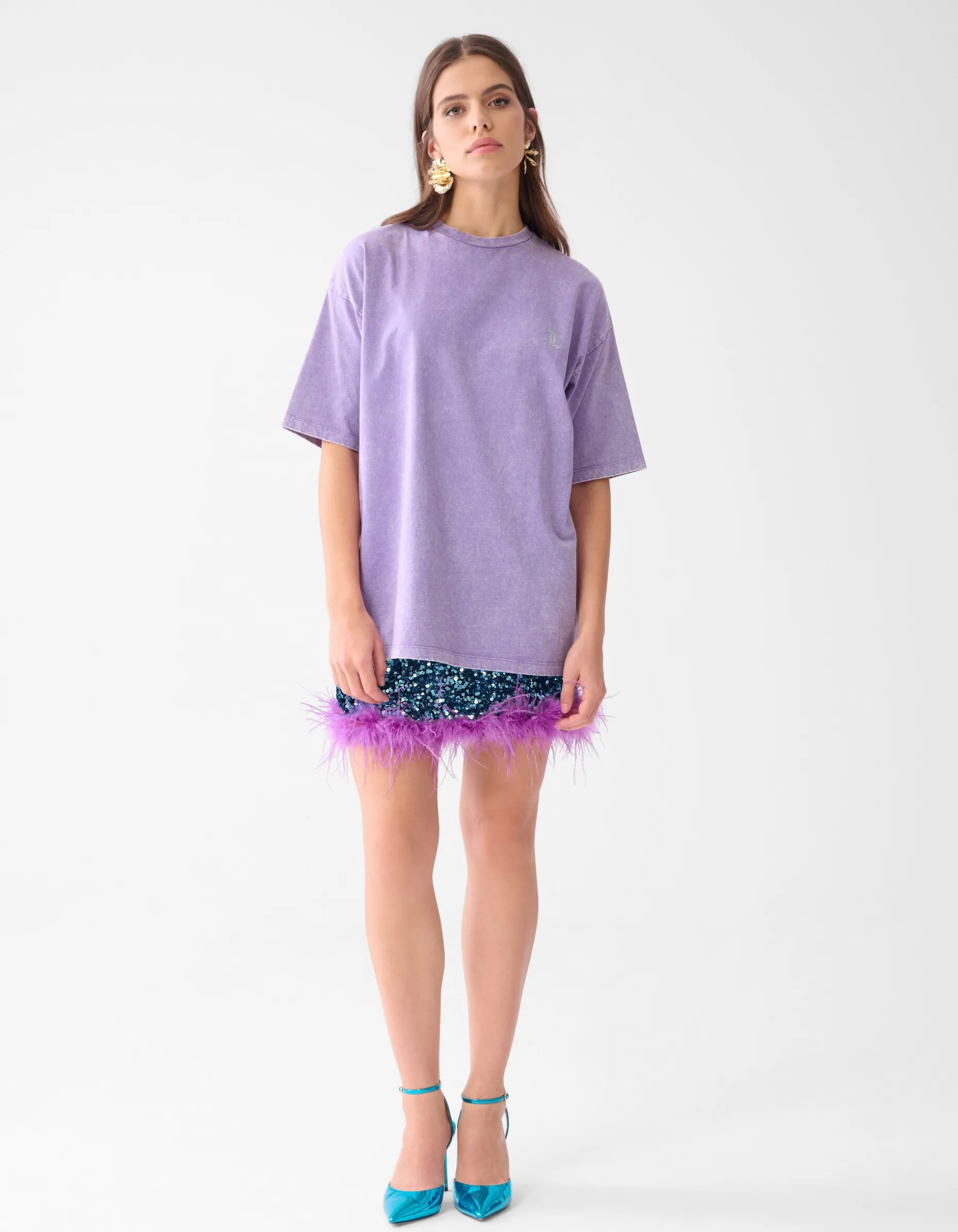 Washed T-shirt Lichtpaars By Lizzy