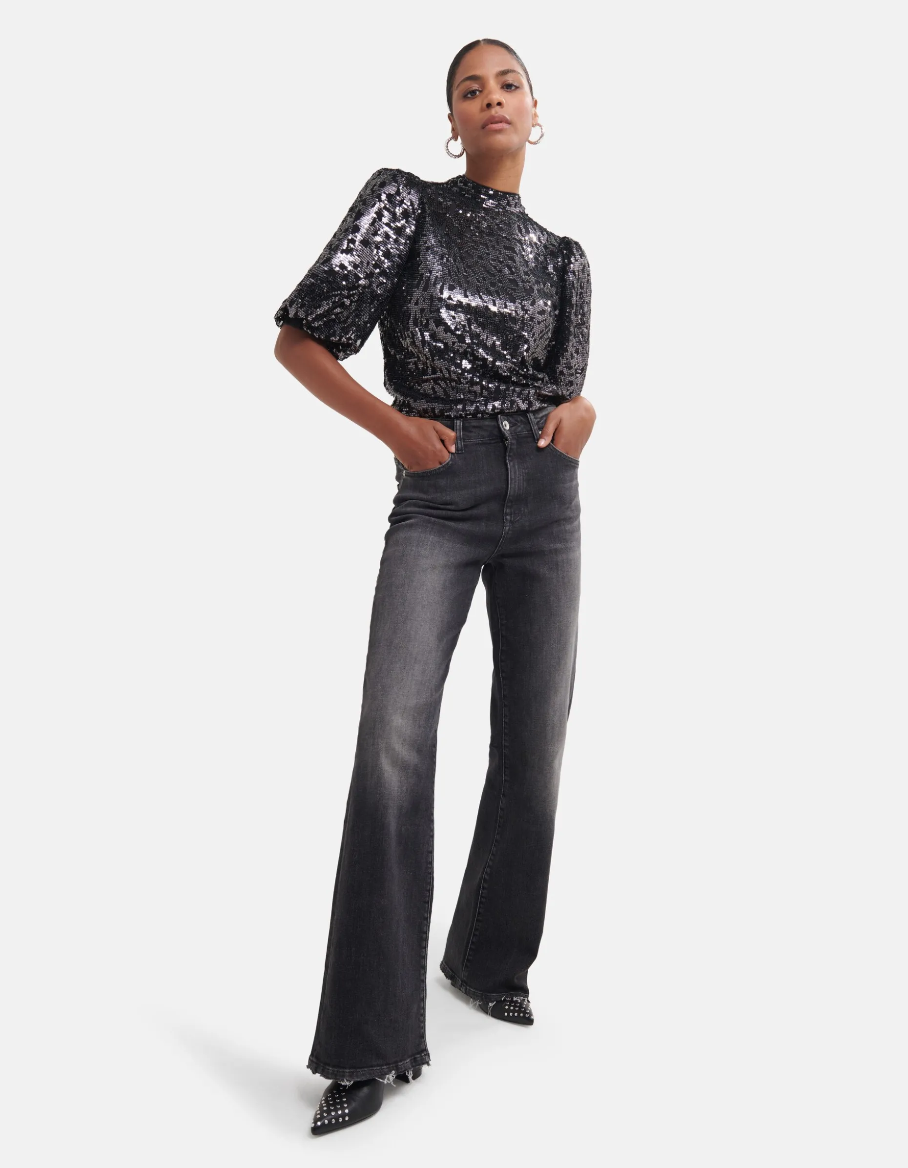 Wide Leg Jeans Donkergrijs By Fred