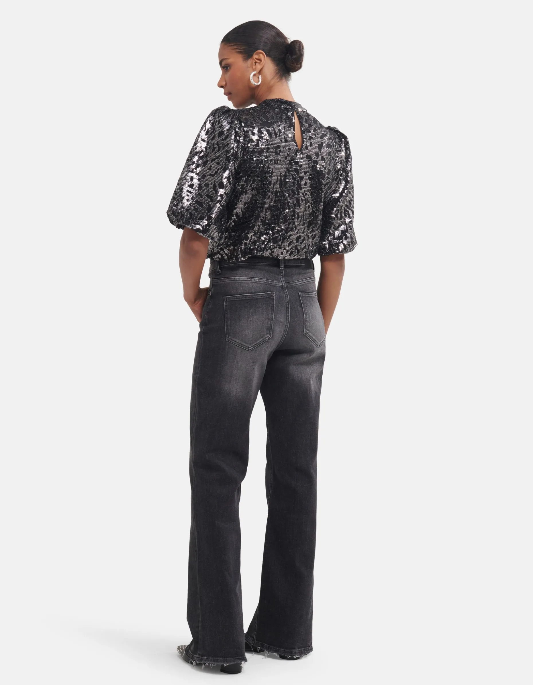 Wide Leg Jeans Donkergrijs By Fred