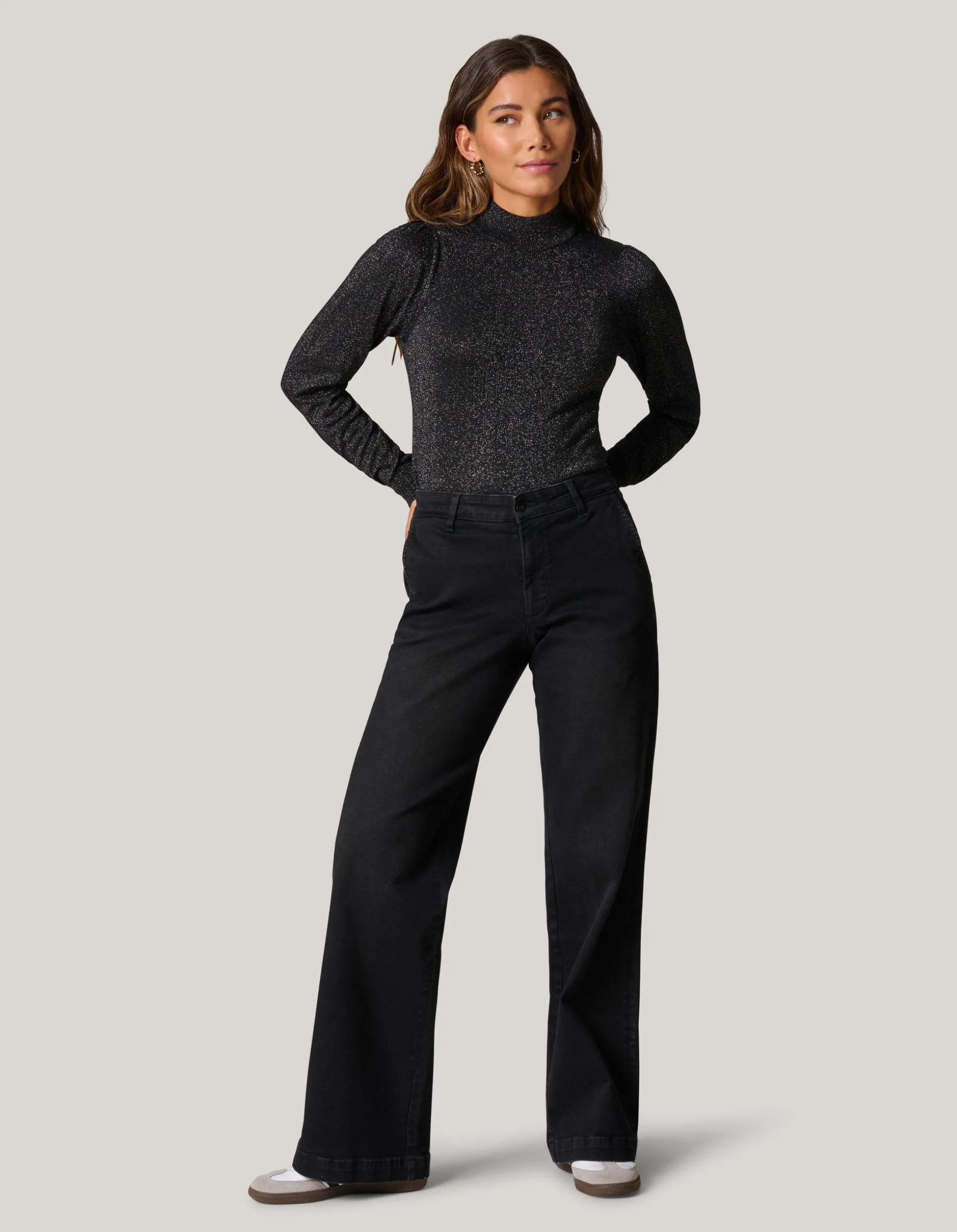 Wide Leg Jeans Zwart