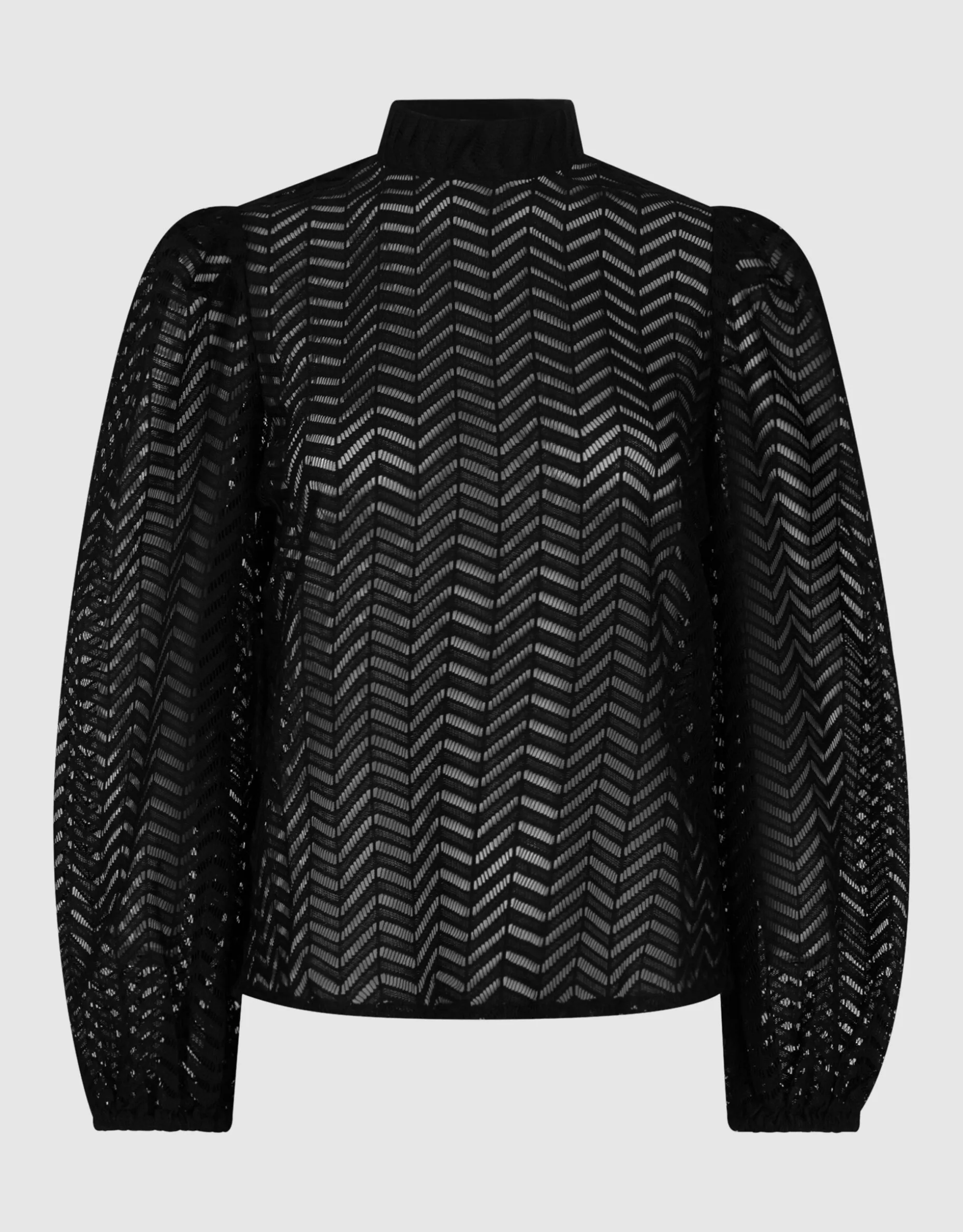 Zigzag Kanten Blouse Zwart