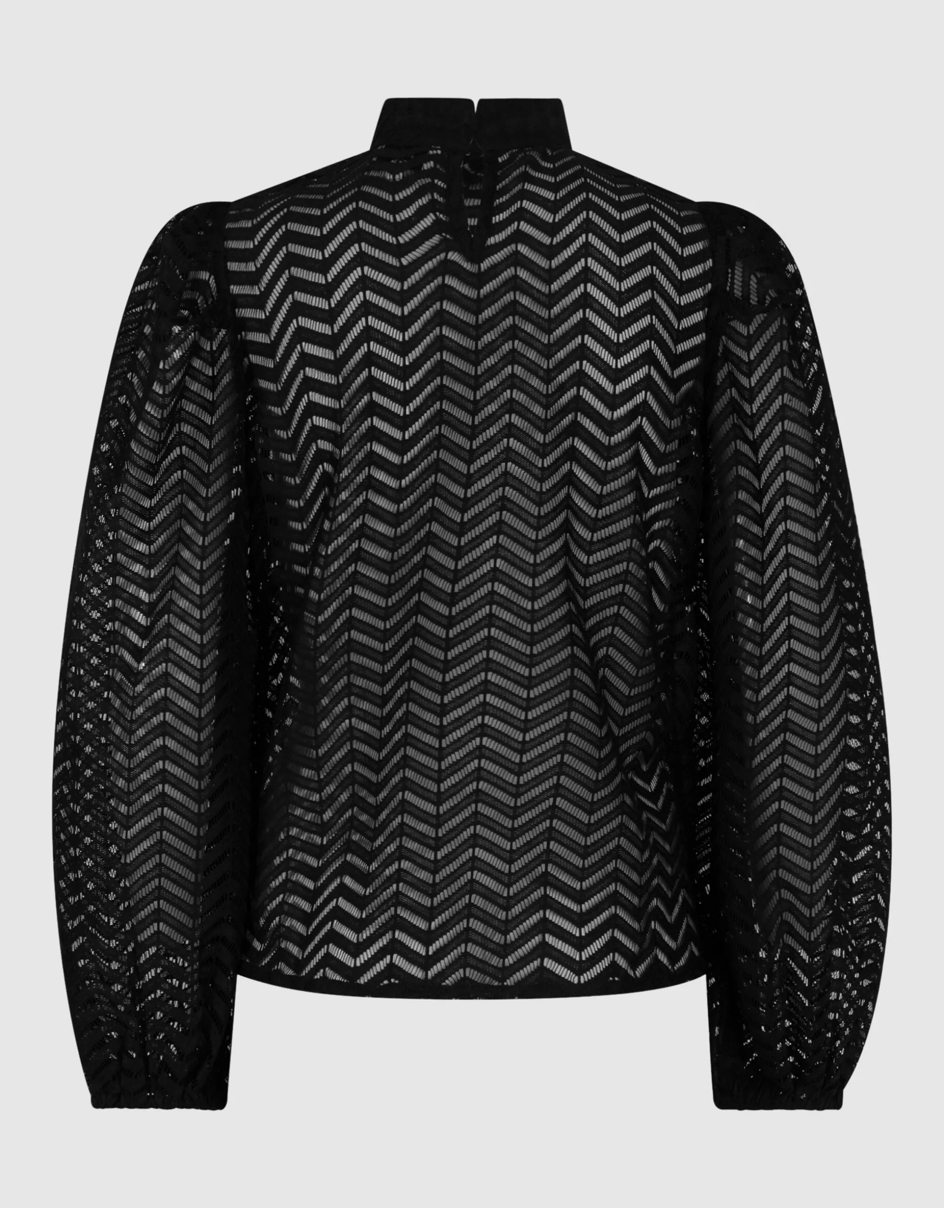 Zigzag Kanten Blouse Zwart