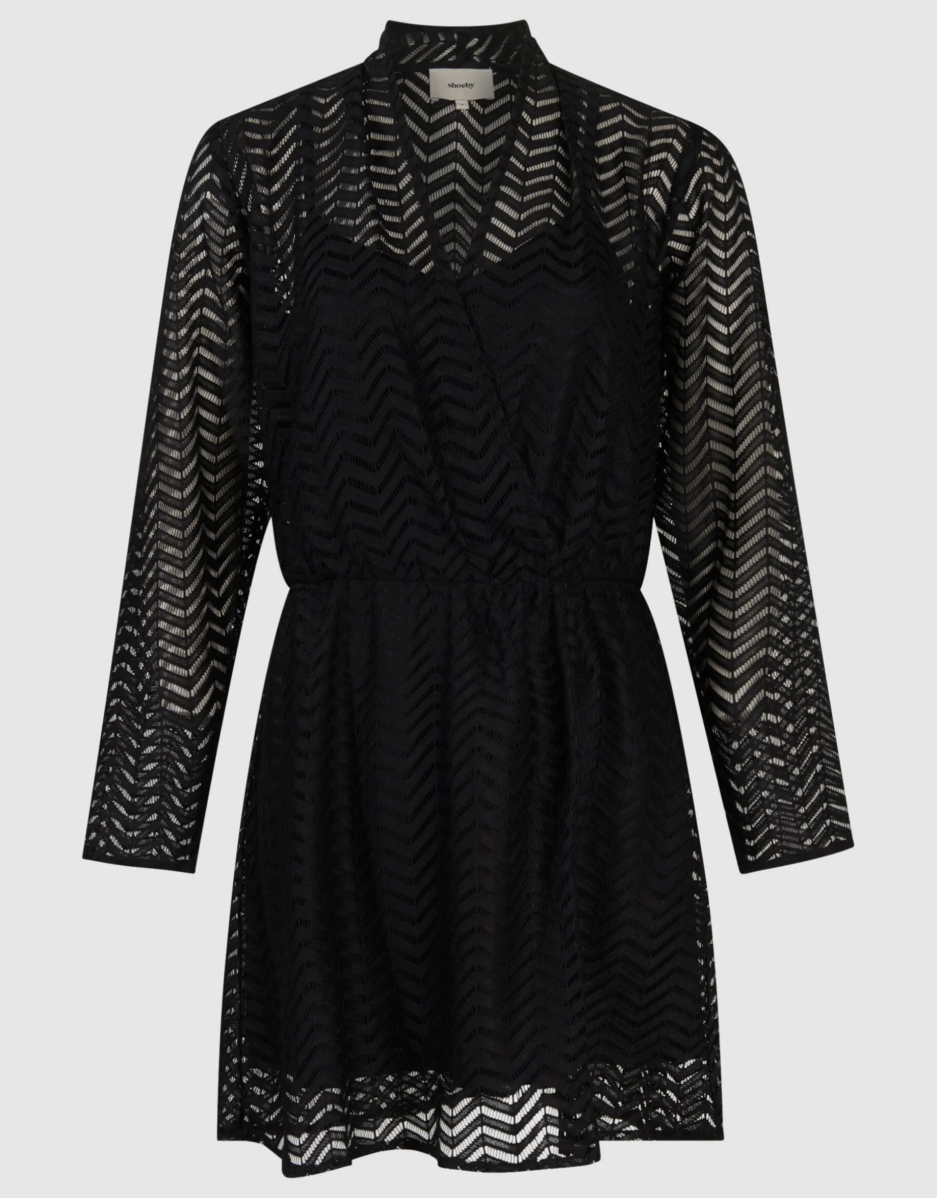 Zigzag Kanten Mini Jurk Zwart