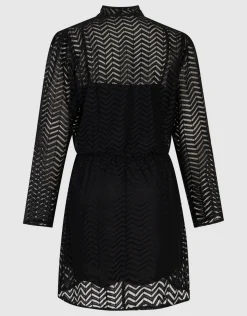 Zigzag Kanten Mini Jurk Zwart