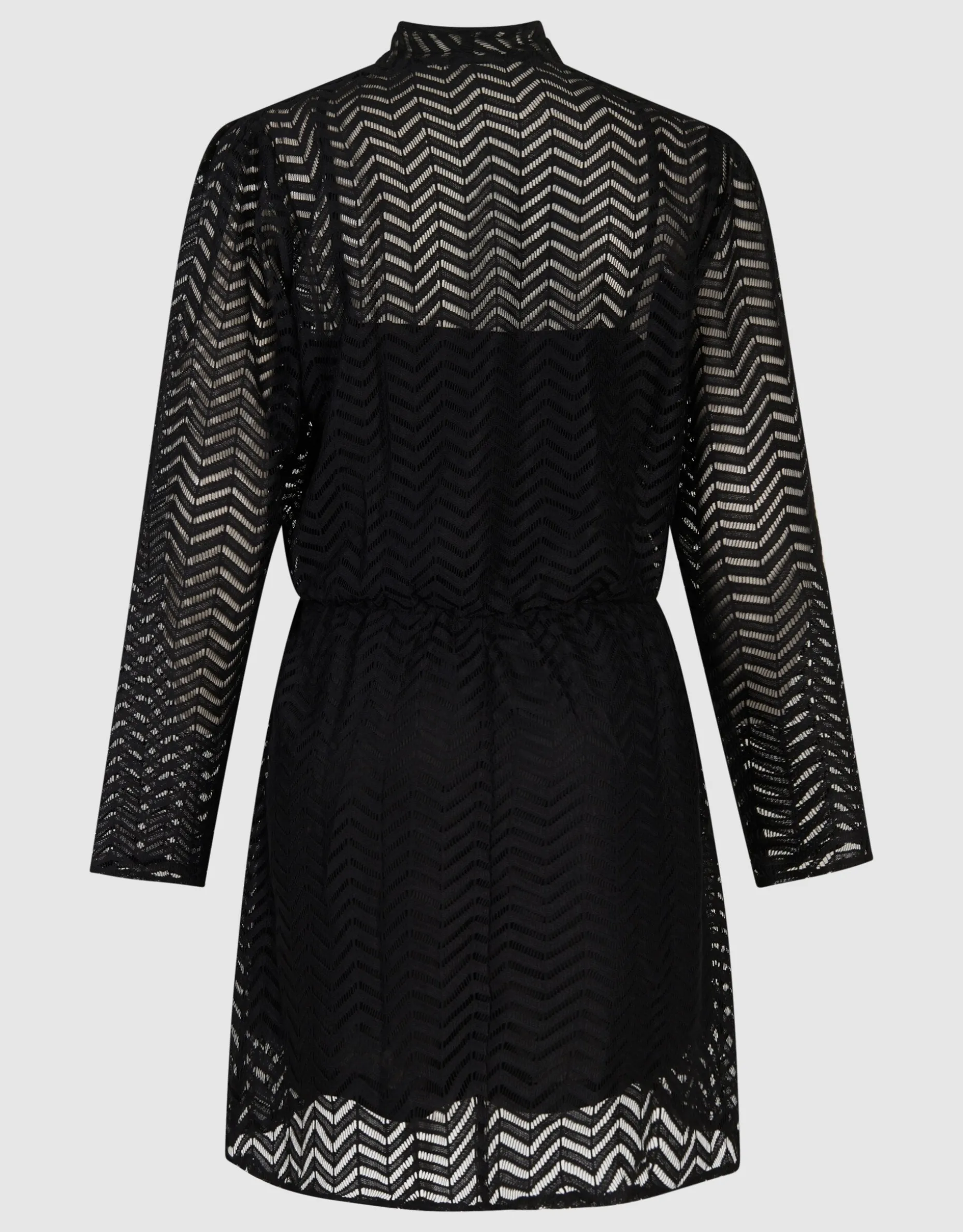 Zigzag Kanten Mini Jurk Zwart